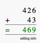 Calculate 426 plus 43 using long addition Calculate 426 + 43 using long addition