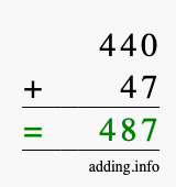Calculate 440 + 47 using long addition