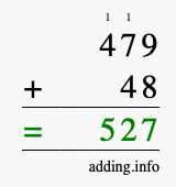 Calculate 479 plus 48 using long addition Calculate 479 + 48 using long addition