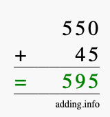 Calculate 550 + 45 using long addition