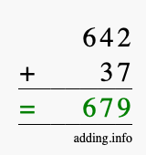 Calculate 642 + 37 using long addition