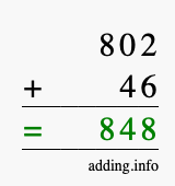 Calculate 802 + 46 using long addition
