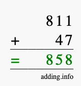 Calculate 811 + 47 using long addition