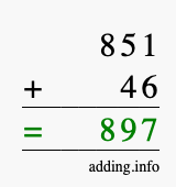 Calculate 851 + 46 using long addition