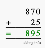 Calculate 870 + 25 using long addition
