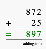 Calculate 872 + 25 using long addition