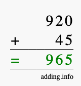 Calculate 920 plus 45 using long addition Calculate 920 + 45 using long addition