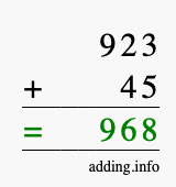 Calculate 923 plus 45 using long addition Calculate 923 + 45 using long addition