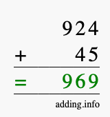 Calculate 924 plus 45 using long addition Calculate 924 + 45 using long addition