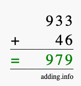 Calculate 933 + 46 using long addition