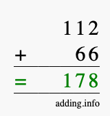 Calculate 112 + 66 using long addition