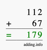 Calculate 112 + 67 using long addition