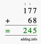 Calculate 177 + 68 using long addition