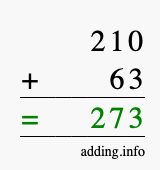 Calculate 210 + 63 using long addition