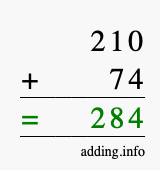 Calculate 210 plus 74 using long addition Calculate 210 + 74 using long addition