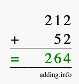 Calculate 212 + 52 using long addition