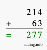 Calculate 214 + 63 using long addition