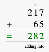 Calculate 217 plus 65 using long addition Calculate 217 + 65 using long addition