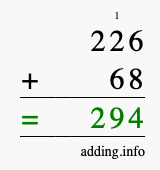 Calculate 226 plus 68 using long addition Calculate 226 + 68 using long addition