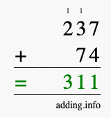 Calculate 237 plus 74 using long addition Calculate 237 + 74 using long addition