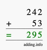 Calculate 242 + 53 using long addition