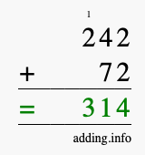 Calculate 242 plus 72 using long addition Calculate 242 + 72 using long addition