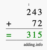 Calculate 243 plus 72 using long addition Calculate 243 + 72 using long addition