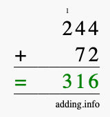 Calculate 244 plus 72 using long addition Calculate 244 + 72 using long addition