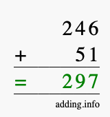 Calculate 246 + 51 using long addition