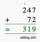 Calculate 247 plus 72 using long addition Calculate 247 + 72 using long addition