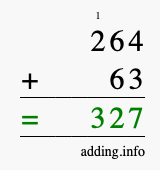 Calculate 264 + 63 using long addition