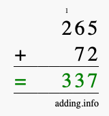 Calculate 265 plus 72 using long addition Calculate 265 + 72 using long addition