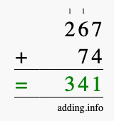 Calculate 267 plus 74 using long addition Calculate 267 + 74 using long addition