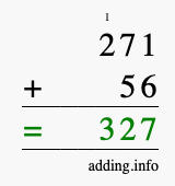 Calculate 271 + 56 using long addition