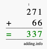 Calculate 271 + 66 using long addition