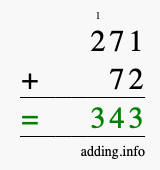 Calculate 271 + 72 using long addition