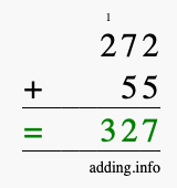 Calculate 272 + 55 using long addition