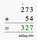 Calculate 273 + 54 using long addition