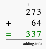 Calculate 273 + 64 using long addition