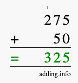 Calculate 275 + 50 using long addition