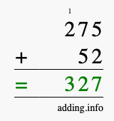 Calculate 275 + 52 using long addition