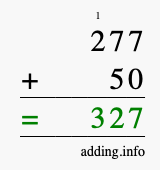 Calculate 277 + 50 using long addition
