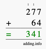 Calculate 277 + 64 using long addition