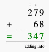 Calculate 279 plus 68 using long addition Calculate 279 + 68 using long addition