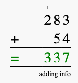 Calculate 283 + 54 using long addition