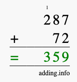 Calculate 287 plus 72 using long addition Calculate 287 + 72 using long addition