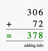 Calculate 306 plus 72 using long addition Calculate 306 + 72 using long addition