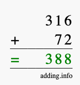 Calculate 316 plus 72 using long addition Calculate 316 + 72 using long addition