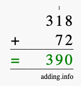 Calculate 318 plus 72 using long addition Calculate 318 + 72 using long addition