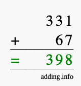 Calculate 331 + 67 using long addition